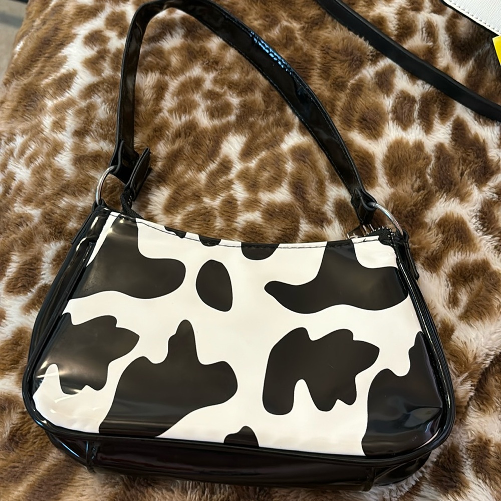 Cow print shoulder bag mini